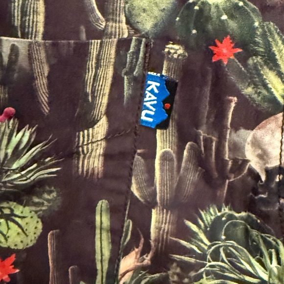 KAVU XXL Button Down Shirt • Desert Bigfoot Cactus Forest Jam Print Short Sleeve - Picture 2 of 5